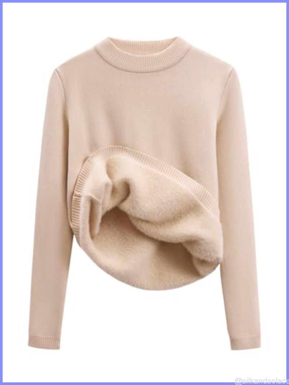 Sherpa Lined Fleece Thermal Pullover Sweater Slim Fit Crewneck Long Sleeve